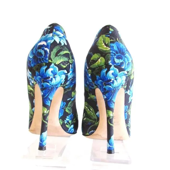 Women's Shoes Designer Mui Mui Floral Print Multi Color High Heel Pumps  8.5 M