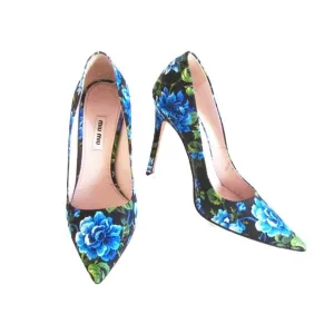 Women's Shoes Designer Mui Mui Floral Print Multi Color High Heel Pumps  8.5 M