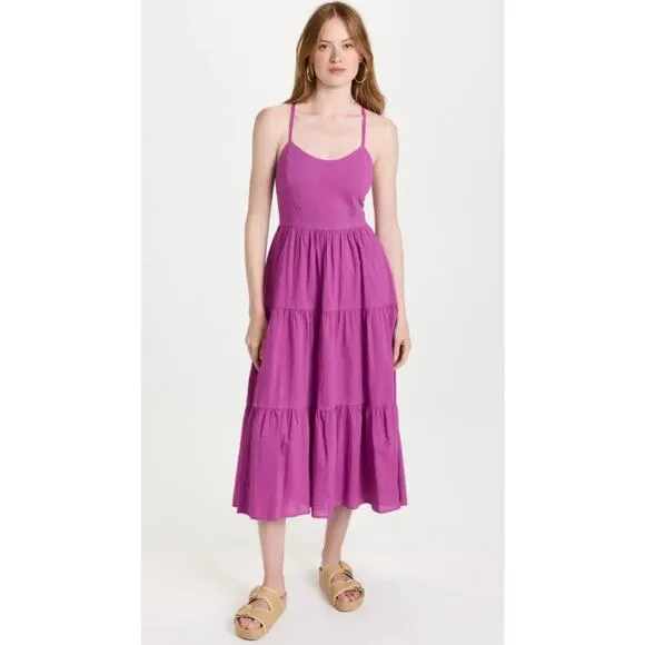 XIRENA purple midi open back Owyn Dress size large