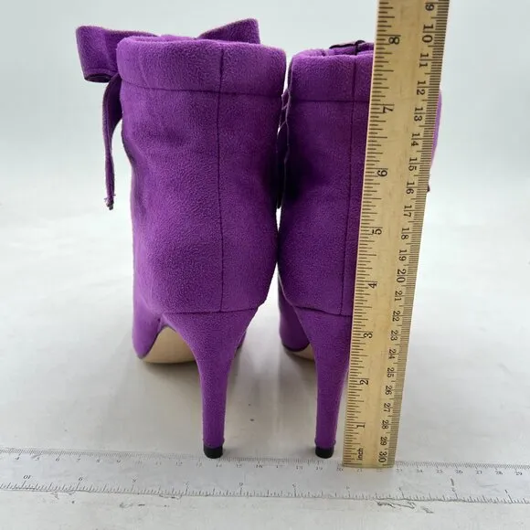 XYD Purple Pointed Toe Ankle Booties Dress High Heels Heels Cute Bow Boots