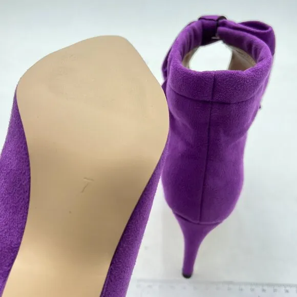 XYD Purple Pointed Toe Ankle Booties Dress High Heels Heels Cute Bow Boots