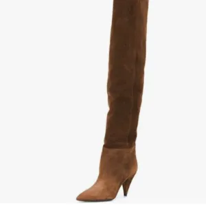 XYD Sassy Cone Mid Heels Thigh High Boots for Women Over The Knee  Long Booties