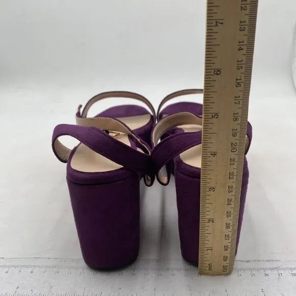 XYD Women Platform Sandals Ankle Strap Slingback Wedge Heels Open Toe Purple