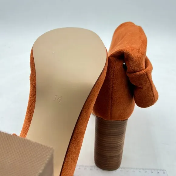 YDN Brown Pull on Boot Chunky Heel Slouch Ankle Boots Round Toe Stacked Shoe