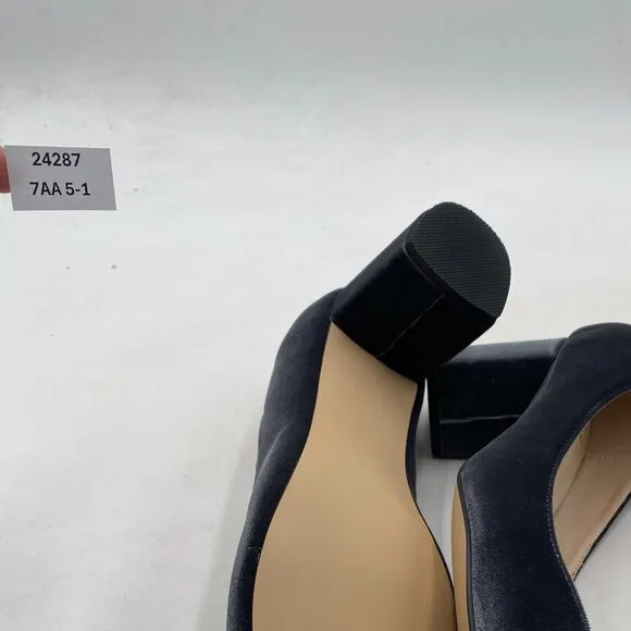 YDN Women Chunky Low Heel Pumps Pointy Toe Suede Slip On Classic Casual Grey