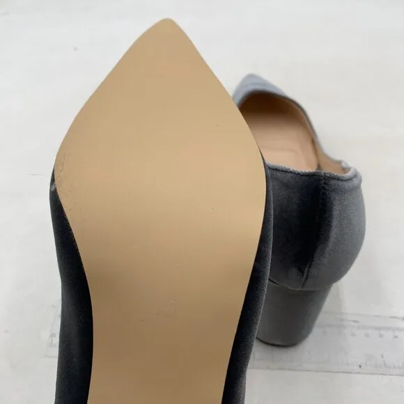 YDN Women Chunky Low Heel Pumps Pointy Toe Suede Slip On Classic Casual Grey
