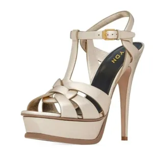 YDN Women's Strappy High Heeled Platform Sandals Peep Toe Stiletto Heels Gold