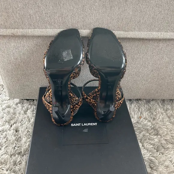 Yves Saint Laurent Black and Brown Strappy Heels