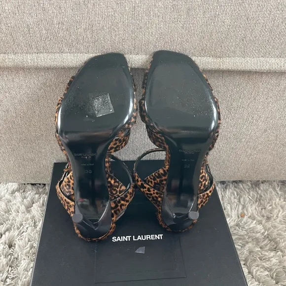 Yves Saint Laurent Black and Brown Strappy Heels