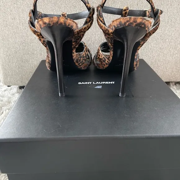 Yves Saint Laurent Black and Brown Strappy Heels
