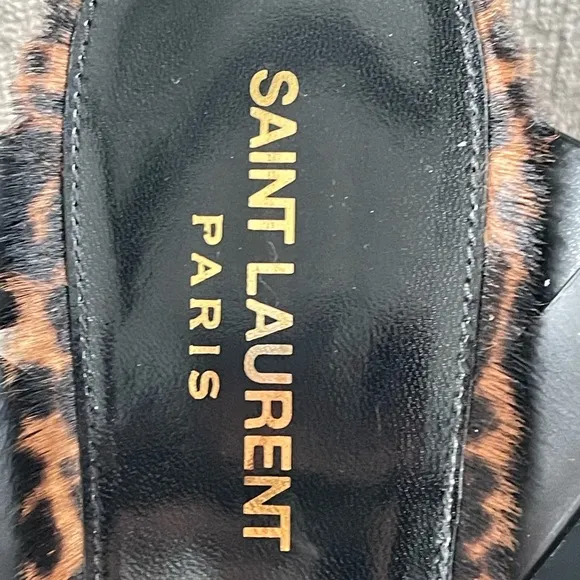 Yves Saint Laurent Black and Brown Strappy Heels