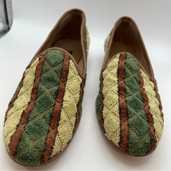ZALO LADIES SHOES 8 green yellow brown zilim Turkish loafers quilted flats