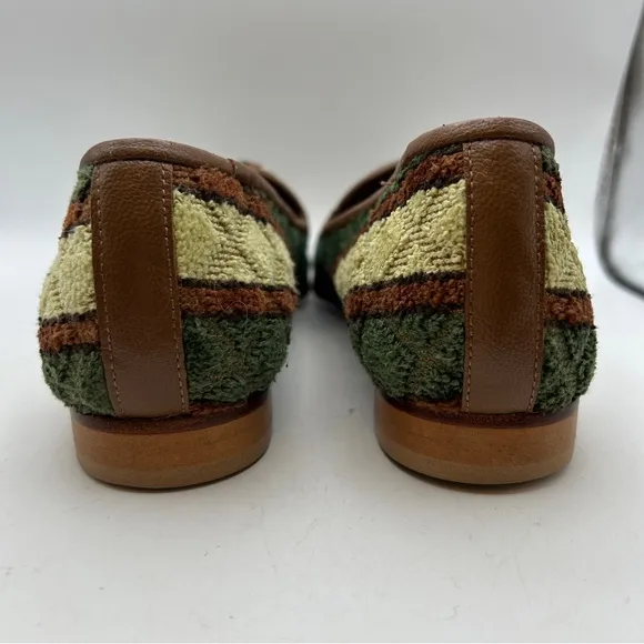 ZALO LADIES SHOES 8 green yellow brown zilim Turkish loafers quilted flats
