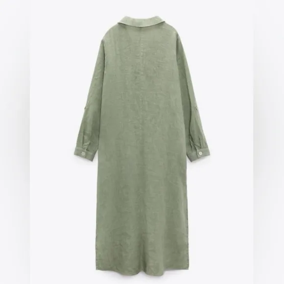 Zara 100% Linen Midi Shirtdress Size XS and S