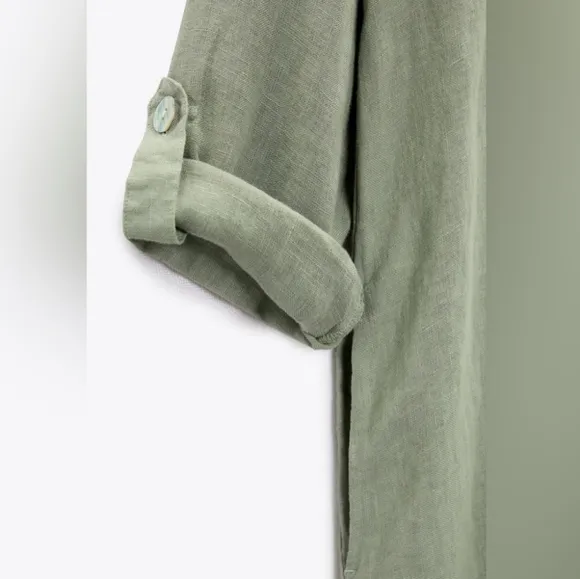 Zara 100% Linen Midi Shirtdress Size XS and S