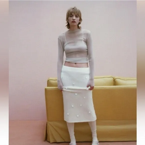 ZARA Alpaca Blend Midi Skirt