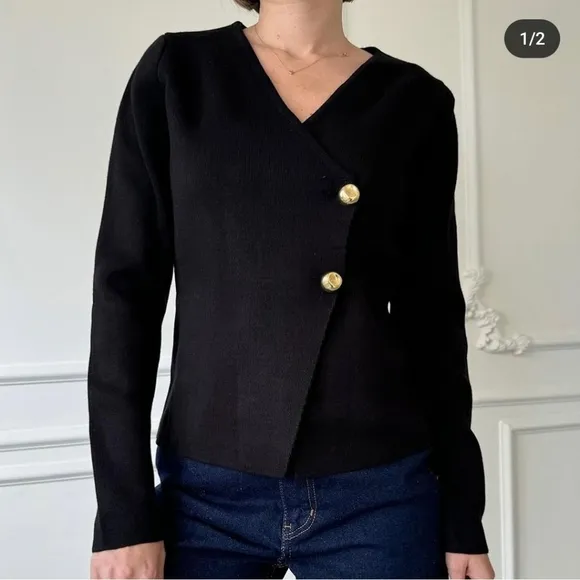 Zara ASYMMETRICAL KNIT CARDIGAN Size S