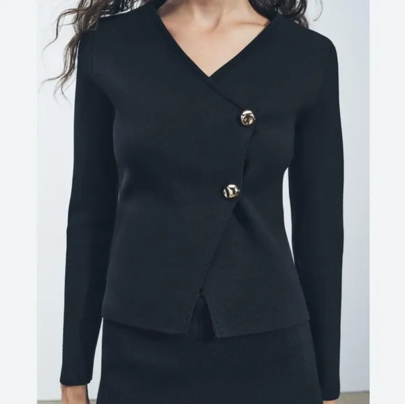 Zara ASYMMETRICAL KNIT CARDIGAN Size S