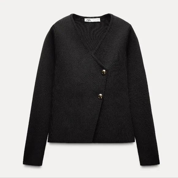 Zara ASYMMETRICAL KNIT CARDIGAN Size S