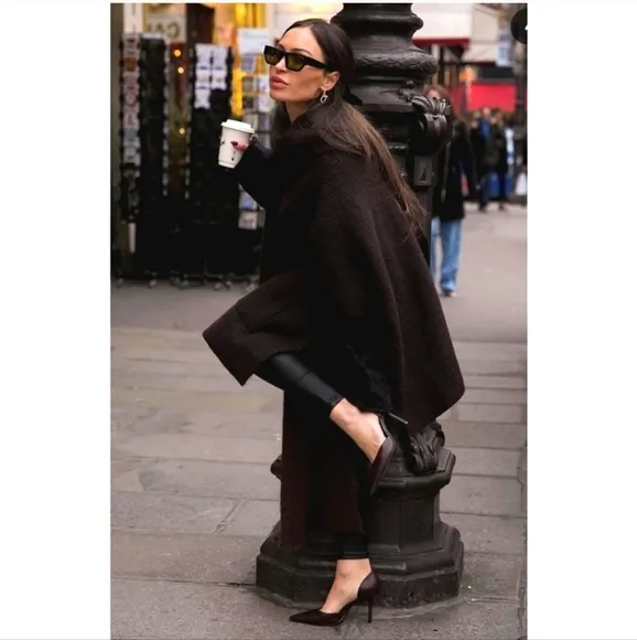 ZARA  Coat Cape with Scarf Brown size S and M