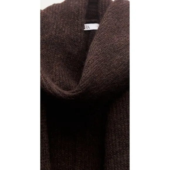 ZARA  Coat Cape with Scarf Brown size S and M