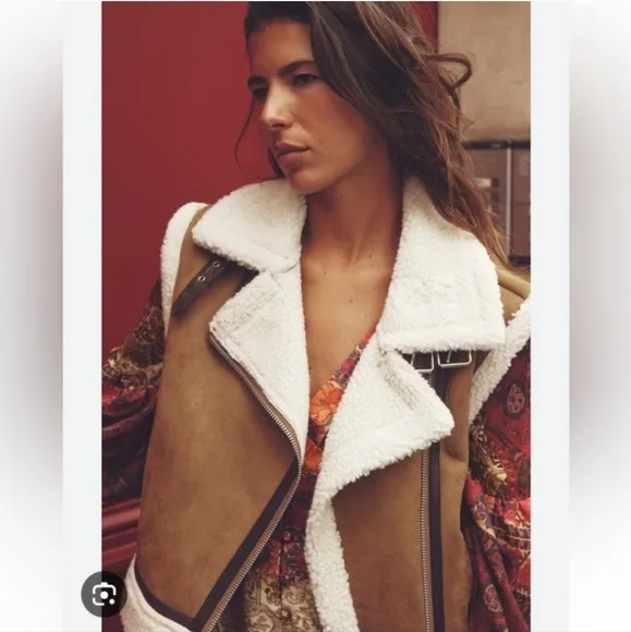 ZARA DOUBLE FACED FAUX FUR CROPPED VEST XS