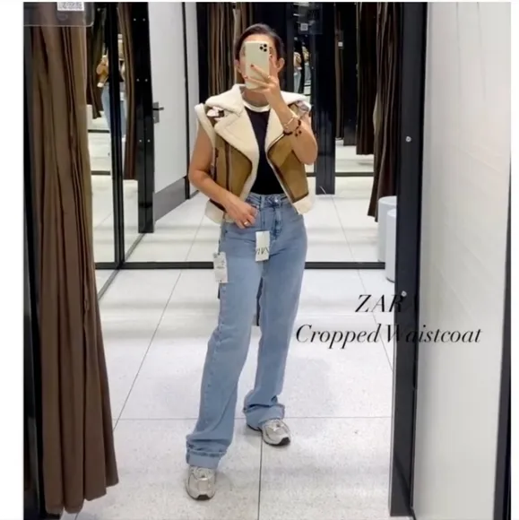 ZARA DOUBLE FACED FAUX FUR CROPPED VEST XS