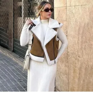 ZARA DOUBLE FACED FAUX FUR CROPPED VEST XS