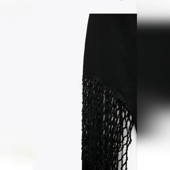 Zara Fringed * Linen Midi Skirt Black