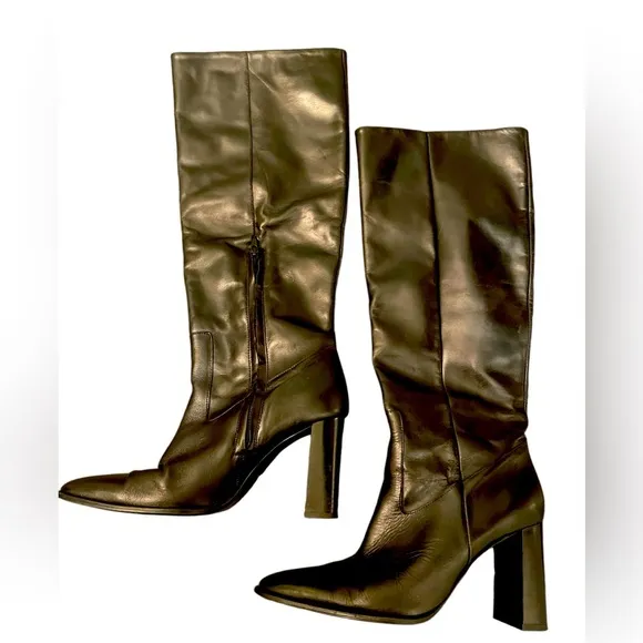 ZARA GENUINE LEATHER KNEE HIGH BOOTS Size 40 ( US 9)