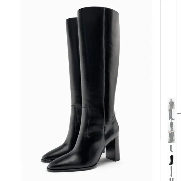 ZARA GENUINE LEATHER KNEE HIGH BOOTS Size 40 ( US 9)