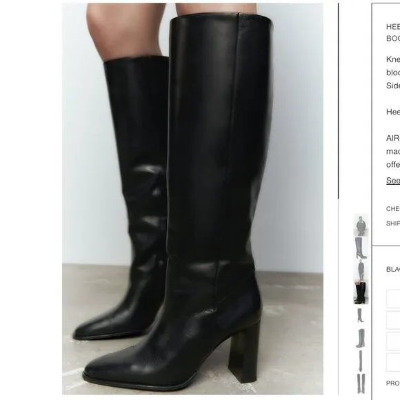 ZARA GENUINE LEATHER KNEE HIGH BOOTS Size 40 ( US 9)