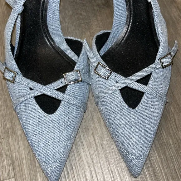 Zara heel denim shoes