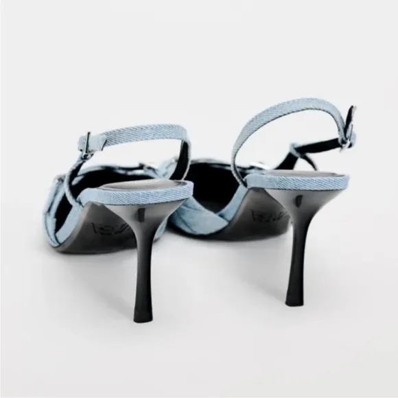 Zara heel denim shoes