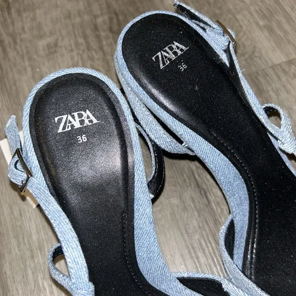 Zara heel denim shoes