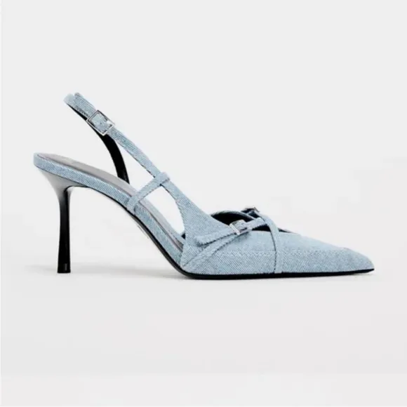 Zara heel denim shoes