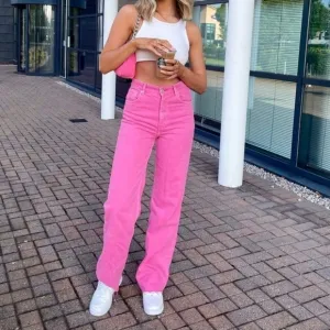 Zara  jeans in rose hot pink blogger style viral tiktok jeans Size 2/34