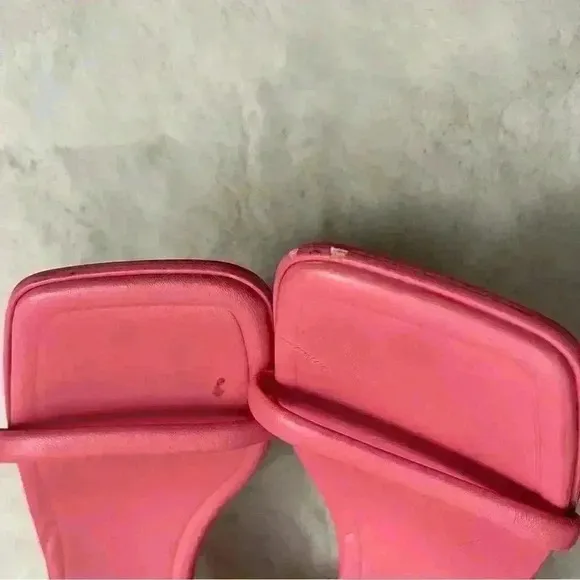 Zara Pink Strappy Leather Kitten Heel Sandals