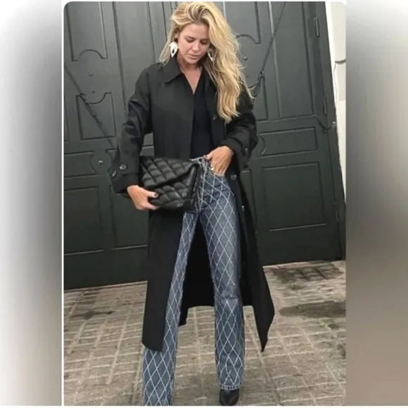 Zara  RHINESTONE STRAIGHT JEANS