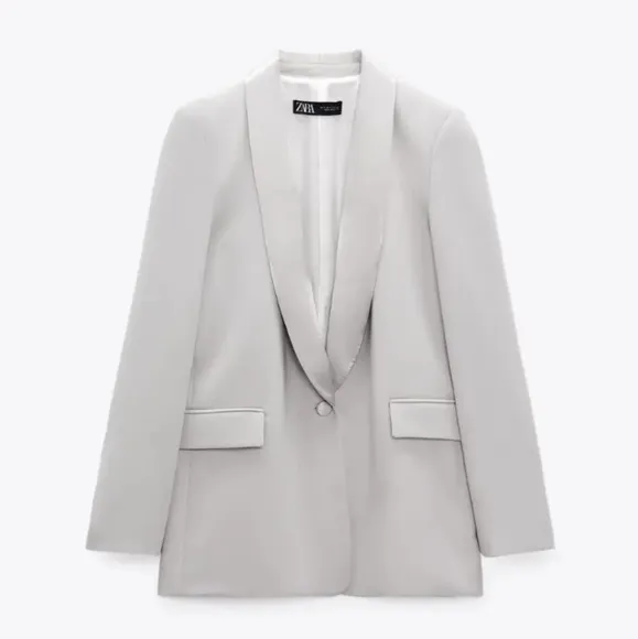 Zara * Satin Effect Blazer Jacket Gray size XS and S New
