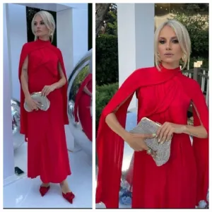 Zara * Satin Effect Midi Dress Red size XS and S