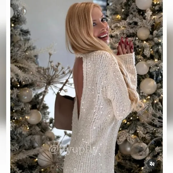Zara Sequin Knit Sweater Tunic Size M and L