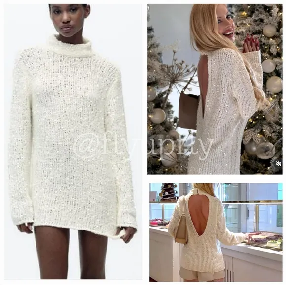 Zara Sequin Knit Sweater Tunic Size M and L