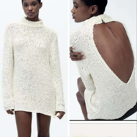 Zara Sequin Knit Sweater Tunic Size M and L