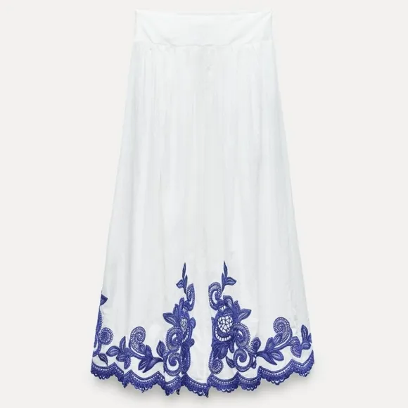 ZARA  Skirt White and Blue Size XS and S