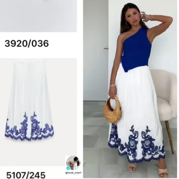 ZARA  Skirt White and Blue Size XS and S