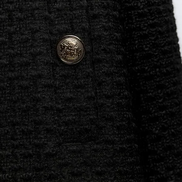 Zara textured tweed blazer black