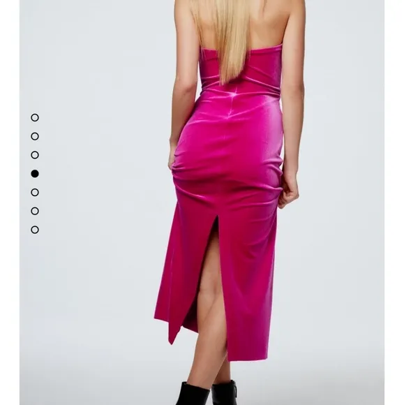 Zara * Velvet Midi Dress Pink Size XS
