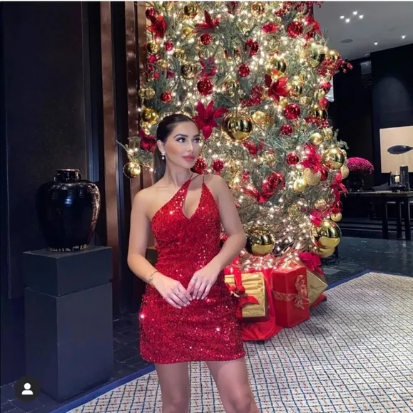 Zara * Velvet Sequin Mini Dress Red Size XS S M