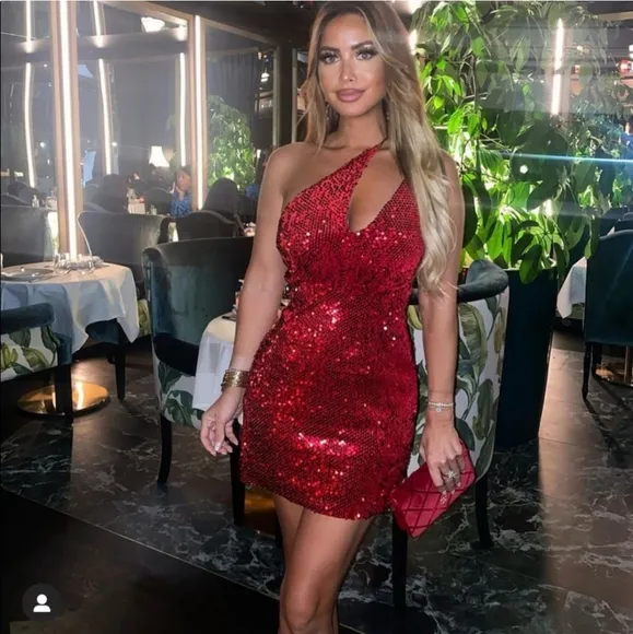 Zara * Velvet Sequin Mini Dress Red Size XS S M